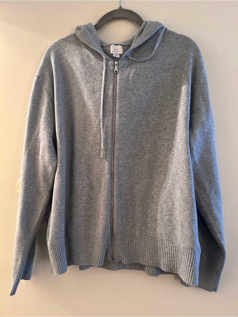 a new day Women's Light Grey Zip Hoodie Sweater